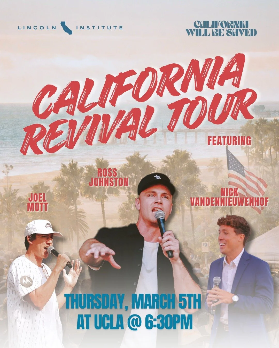 UCLA, get ready 🔥

The first stop of the California Revival Tour is TOMORROW, Thursday March 5th at Bruin Plaza! 
We can't wait to see you all there. 👉Swipe for parking information.