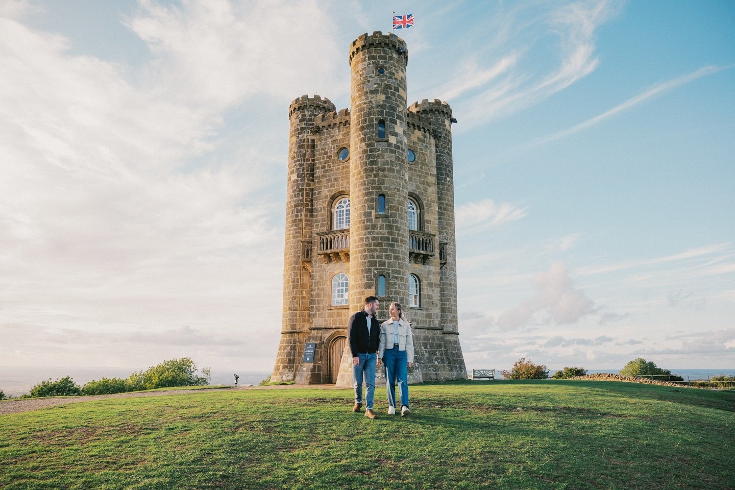 This was such a beautiful engagement shoot with Grace &amp; Jamie back in September in the Cotswolds ✨🍂🌞 
I just love that first shot with Broadway Tower! 

We can&rsquo;t wait to capture their wedding day next year at Blackwell Grange. 

If any of