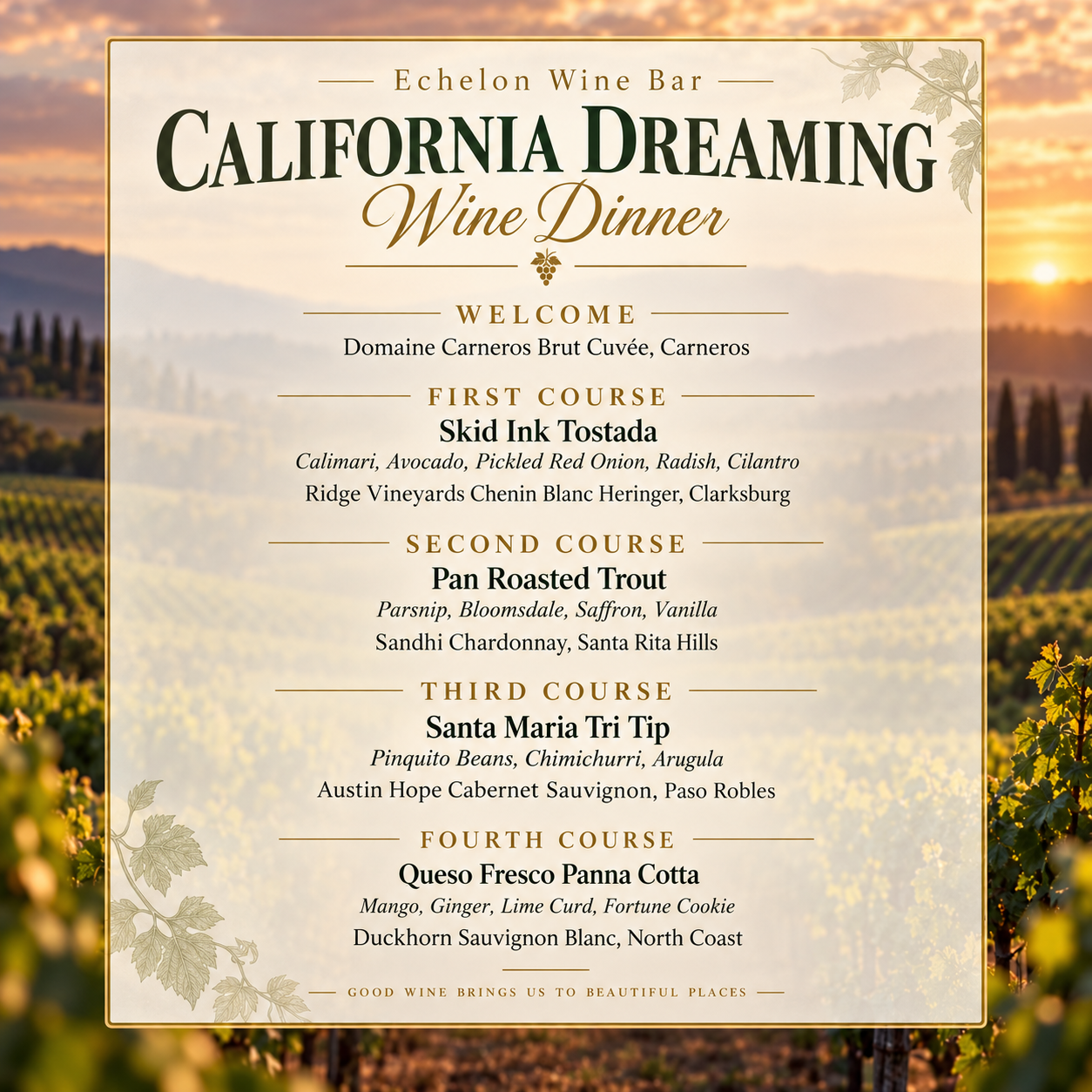 California Dreaming Wine Dinner