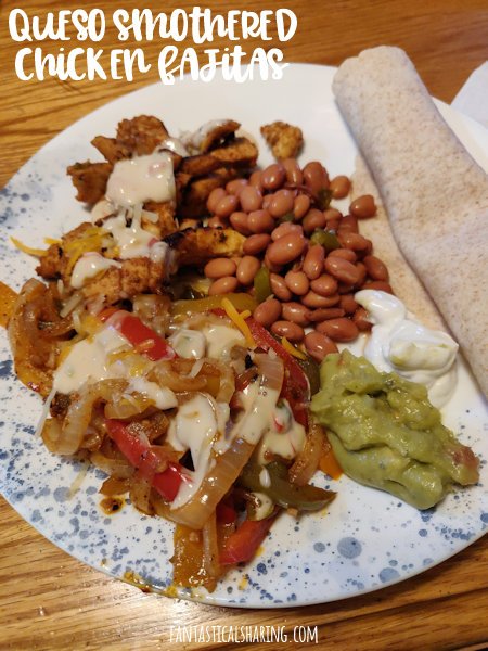 Queso Smothered Chicken Fajitas