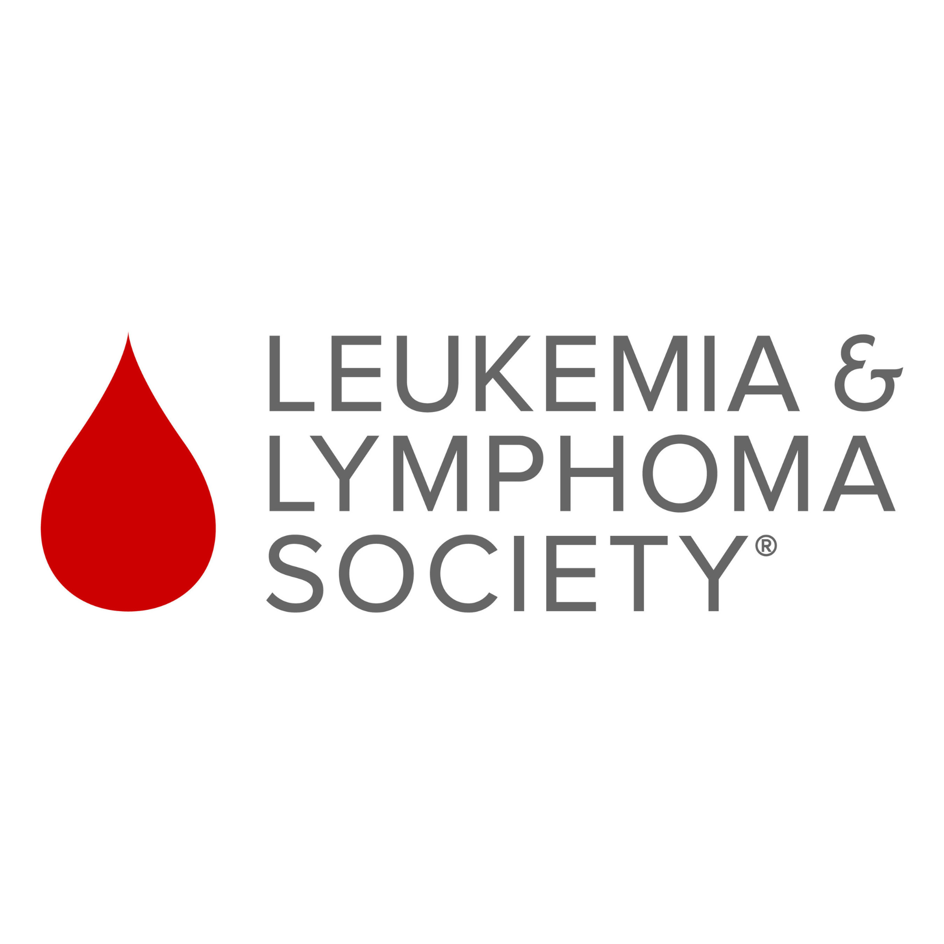 Logo of the Leukemia & Lymphoma Society featuring a red blood drop icon and gray text.