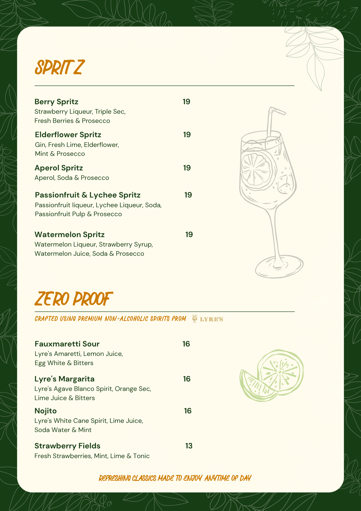 Cocktail menus