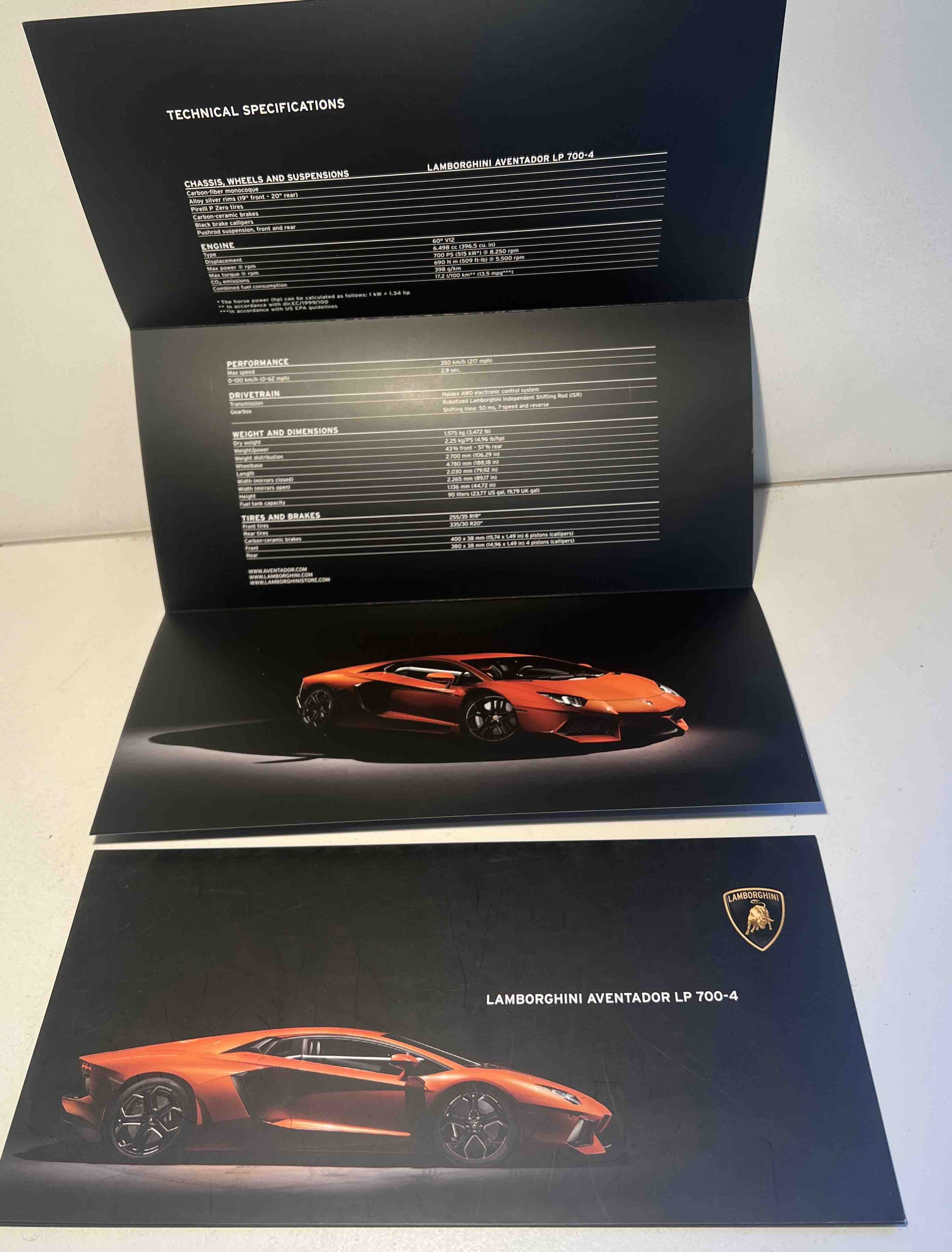 Lamborghini Aventador brochure & hardcover case & other Aventador information books