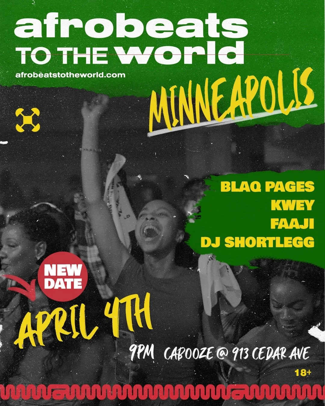 📍MINNEAPOLIS 🔥

Round two&hellip; and we&rsquo;re turning it ALL the way up 🌍🎶

Afrobeats To The World
📅 April 4

🎧 @blaq.pages @kwey_ @djfaajii @shortleggdj 
💃 @nksogorgeous @thatgirltriciaa 

Early Birds SOLD OUT
Group discounts still availa