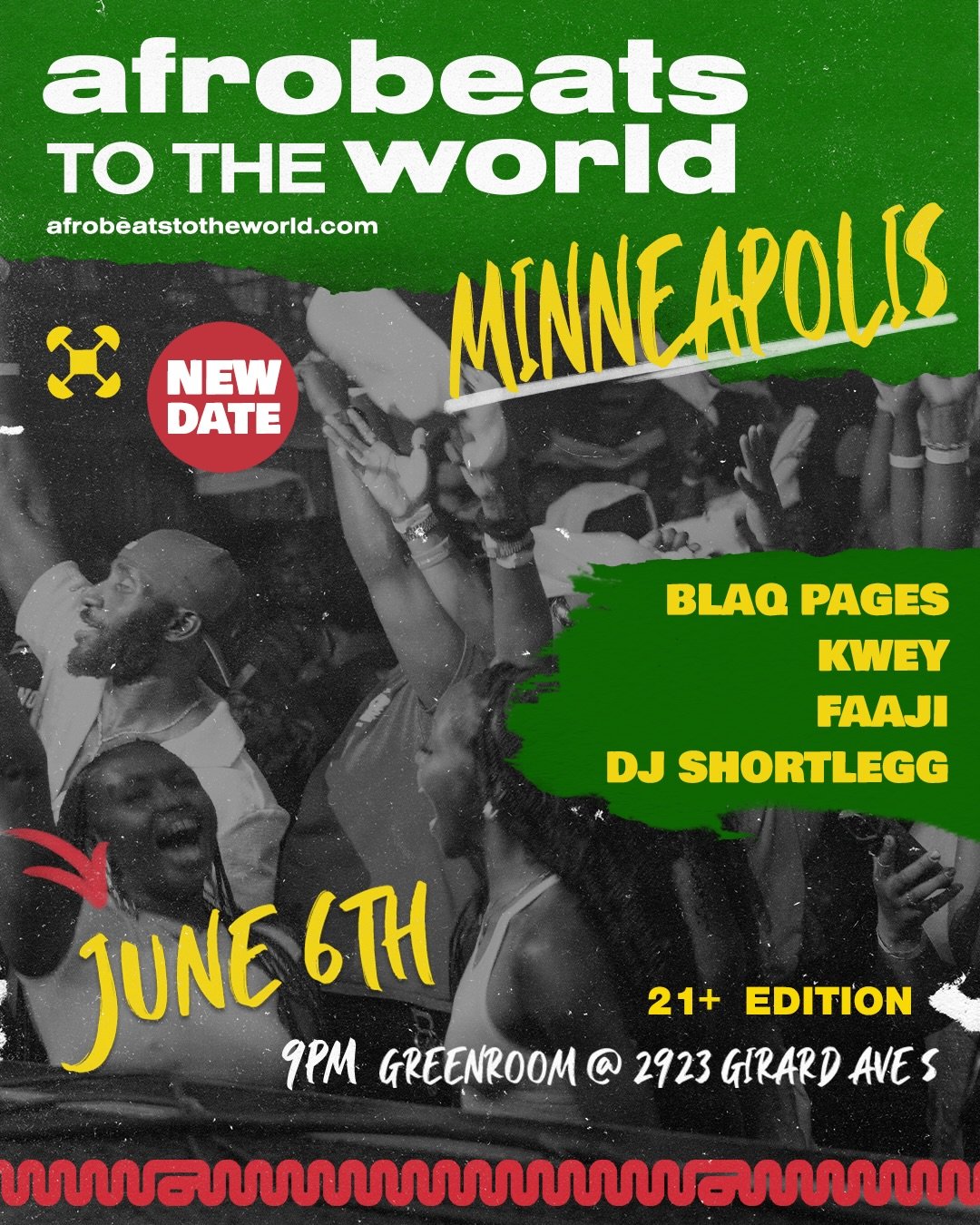 MINNEAPOLIS 🌍🔥
The vibes are back and bigger than ever

Afrobeats To The World
📅 June 6th 
🚨21+ Edition 🚨

🎧 @blaq.pages @kwey_ @djfaaji @djshortlegg
💃 @mandy_ani @thatgirltricia

Early Birds SOLD OUT
Group discounts still live 🎟️👯&zwj;♀️