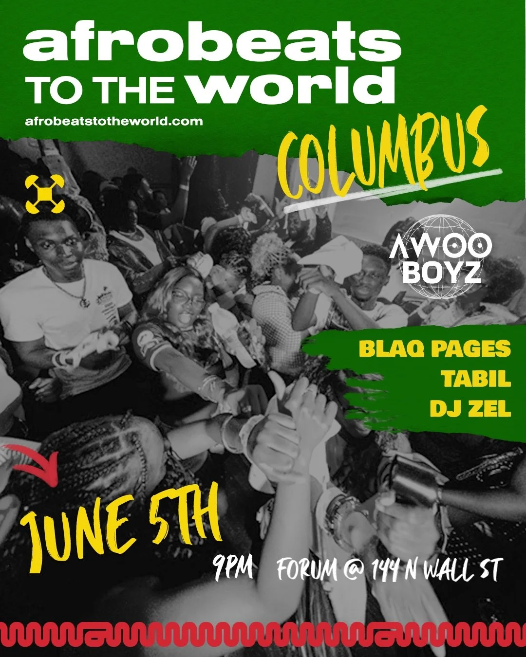 COLUMBUS 🔥
Last show made HISTORY&hellip; now join us again for another special night 🌍🎶

Afrobeats To The World
📅 Friday, June 5
📍 Forum

🎧 @blaq.pages @_tabil @zlmotion._ 🔥
💃 @mandy_ani @naijaish

Tickets are now over 60% SOLD 🎟️
Last disc