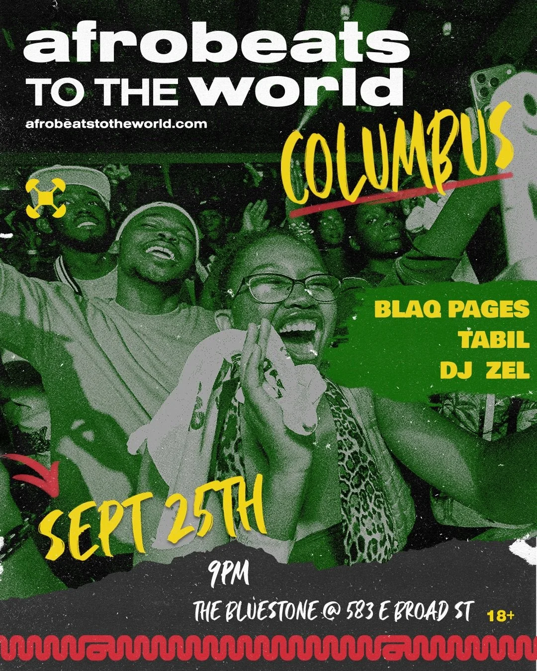 COLUMBUS 🔥
We&rsquo;re back at The Bluestone for another special night! 🌍🎶

📅 Friday, September 25
📍 The Bluestone

🎧 @blaq.pages @tabil @zlmotion. 🔥
💃 @mandy_ani @naijaish

Tickets are already almost 50% SOLD 🎟️
Last discounted tickets are 