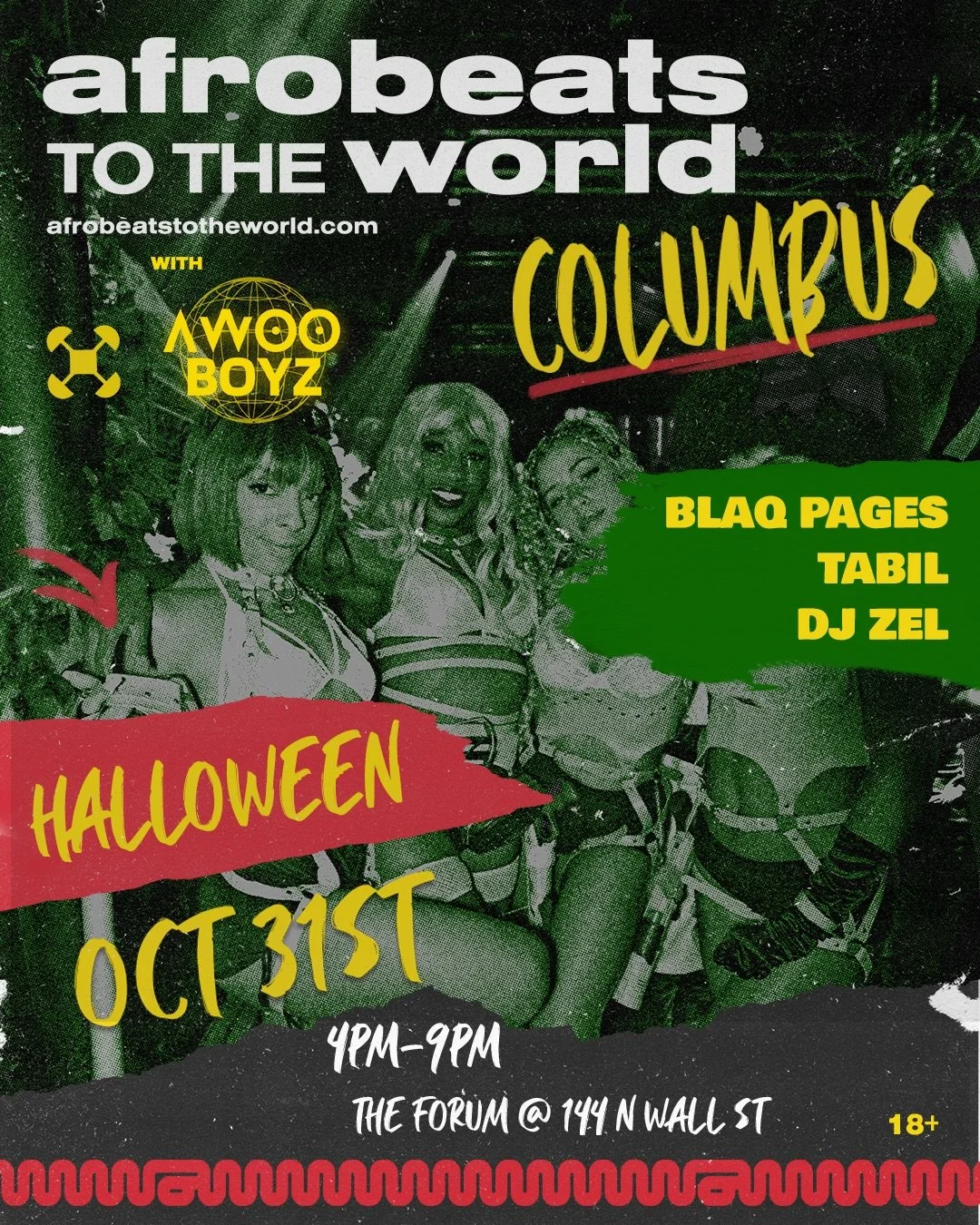 COLUMBUS 🎃🔥
HALLOWEEN JUST GOT A DAYTIME UPGRADE! ☀️🌍

Afrobeats To The World is back with a special Halloween Day Party Edition w/ @awooboyz ! Same energy, daytime vibes, and a dance floor ready to go OFF. 🎶💃🏾

📅 Saturday, October 31
📍 Colum