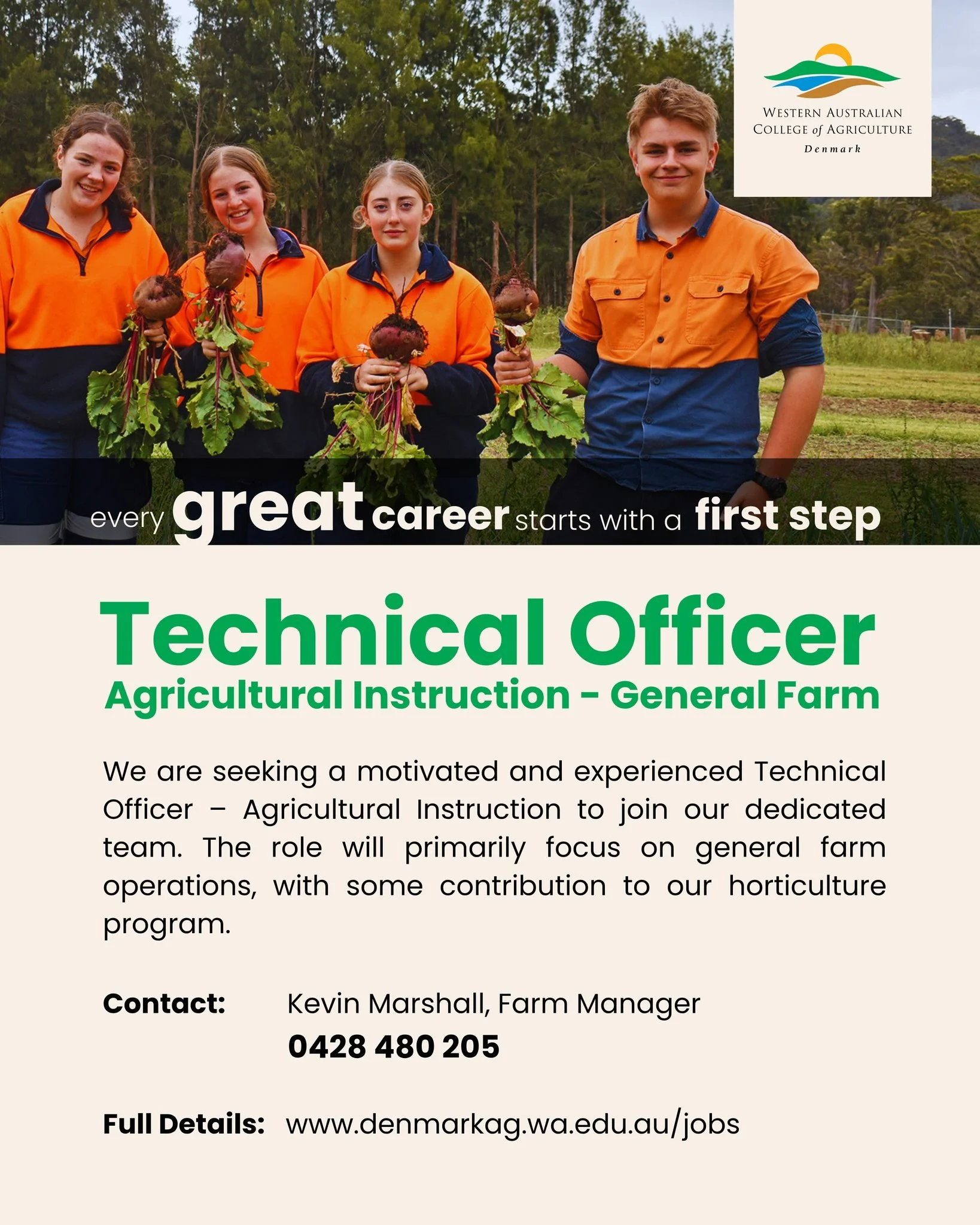 🚜 Join the Denmark Ag Team!
We&rsquo;re looking for a Technical Officer Agricultural Instruction - General Farm Operations who&rsquo;s ready to get stuck into real farm work while helping our students grow their skills and confidence.

If you&rsquo;