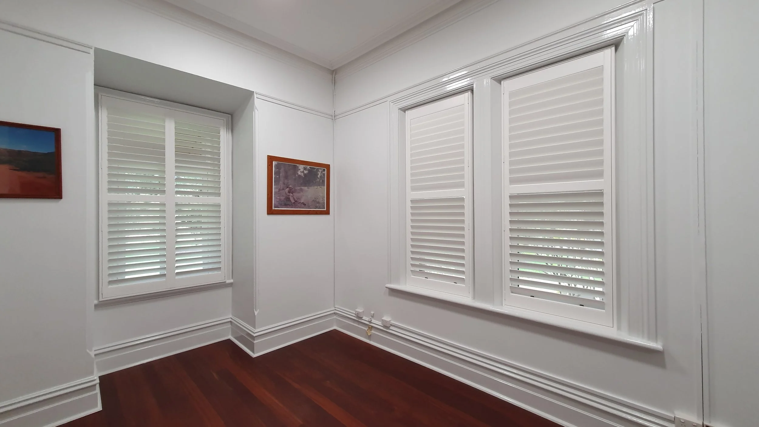 White polysatin shutters in a heritage home in Perth