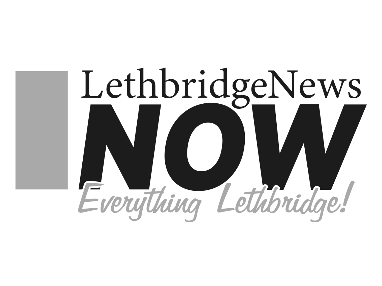 Logo for Lethbridge News NOW with the tagline "Everything Lethbridge!" in black, gray, and white colors.