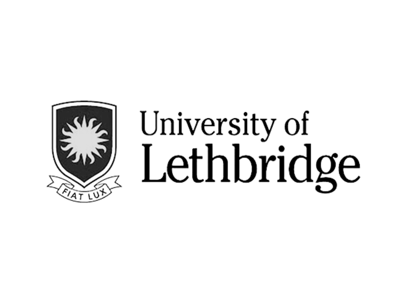 Black and white logo of the University of Lethbridge featuring the university crest with a stylized sun and the university name.