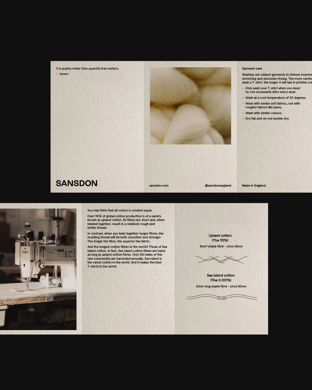 Folded A7 branded packaging insert and swing tag design for @sansdonengland, maker of Sea Island cotton T-shirts.

More to follow on this project soon.

#menswear&nbsp;#seaislandcotton&nbsp;#madeinengland&nbsp;#sansdon&nbsp;#tshirt&nbsp;#brandidentit