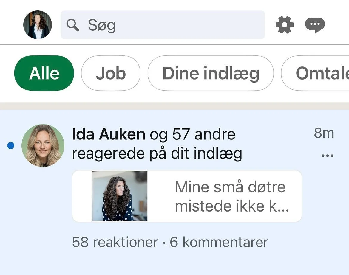 Det kan noget, n&aring;r en af dem fra Borgen, kaster opm&aelig;rksomhed efter et af mine opslag p&aring; LinkedIn ❤️

&ldquo;Mine sm&aring; d&oslash;tre mistede ikke kun deres far, da han d&oslash;de.
De mistede ogs&aring; den mor, de kendte.
Ingen,