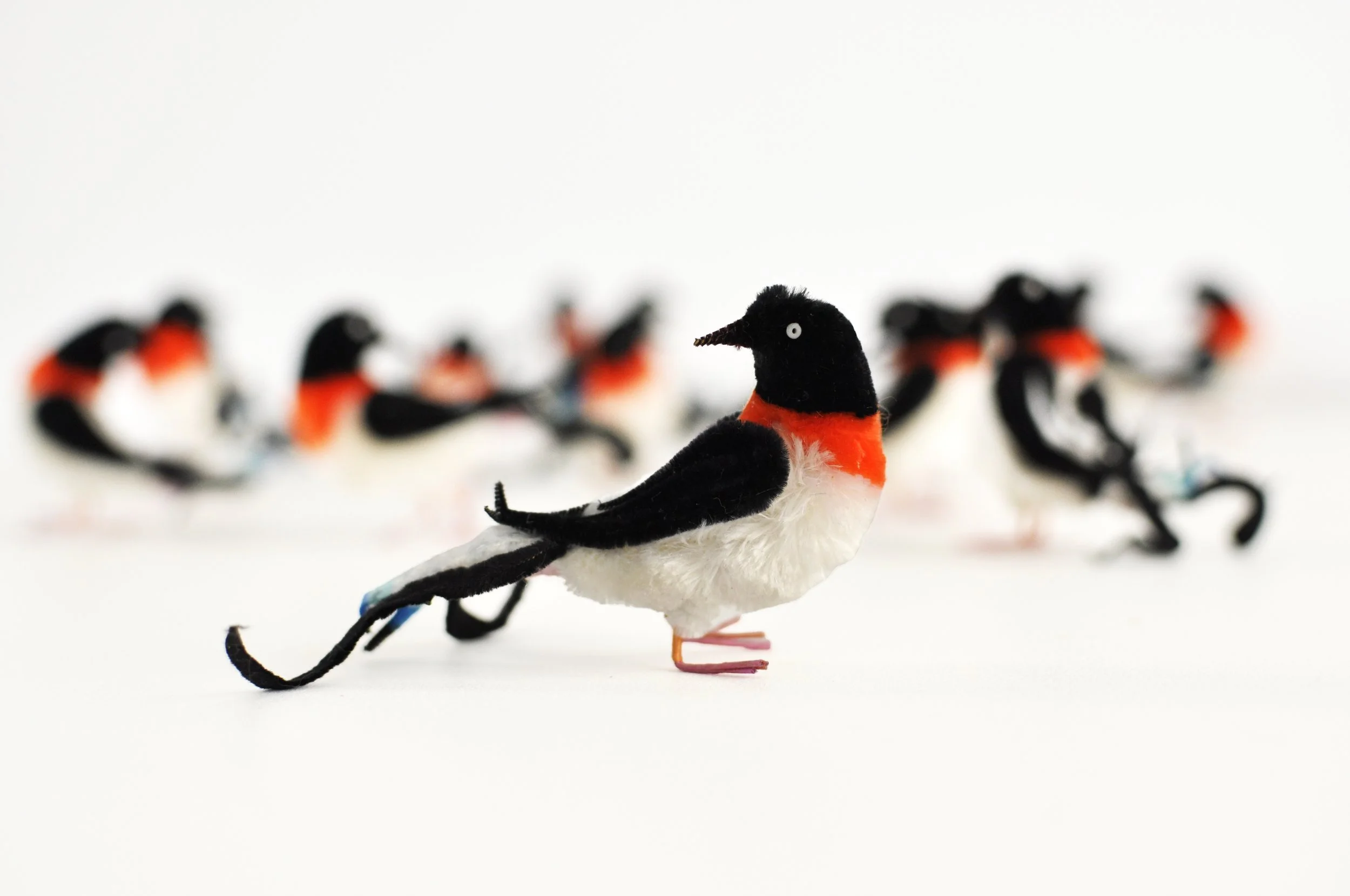 Mid-Century Japanese Chenille Birds | Rare Pipe Cleaner Decorations