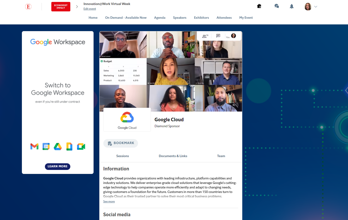 Virtual booth examples — Economist Impact sponsor hub