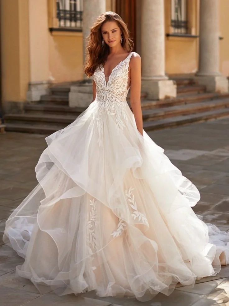 Wedding Dress by Moonlight Bridal - H1484 at Shade Bridal Boutique