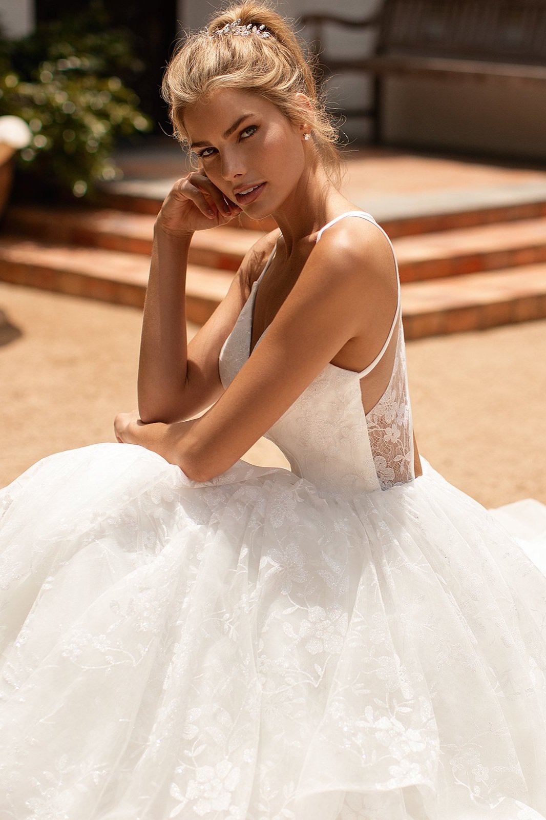 Off-The-Shoulder Floral Lace & Beaded Mermaid Wedding Gown | Moonlight  Couture Style H1476