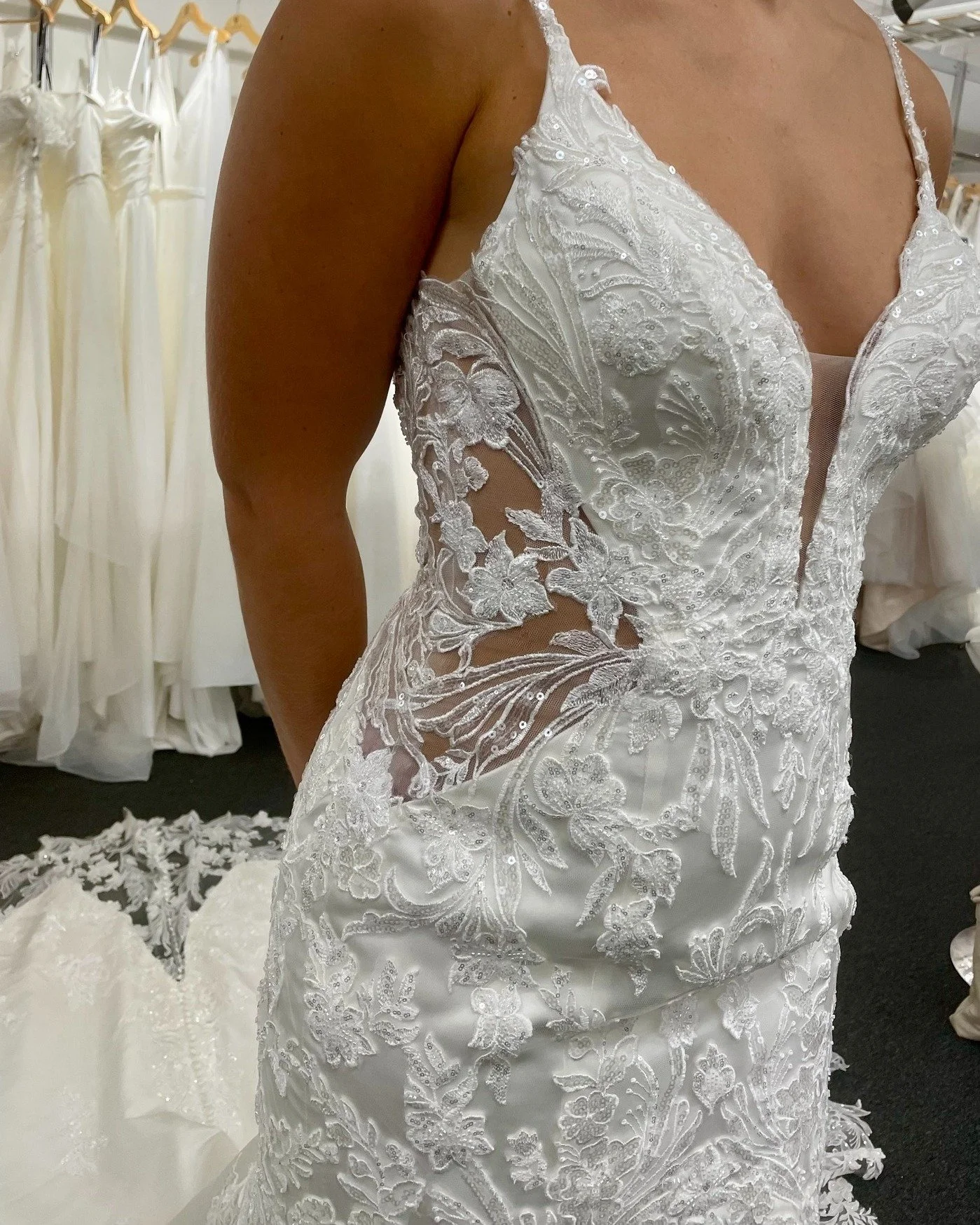 Sometimes you just have to stop and appreciate the details ✨🤍✨ Catalina truly steals the show with her gorgeous lace appliques delicately layered over satin - pure elegance in every stitch.

#weddingdressdetails #bridalinspiration #laceappliques #we