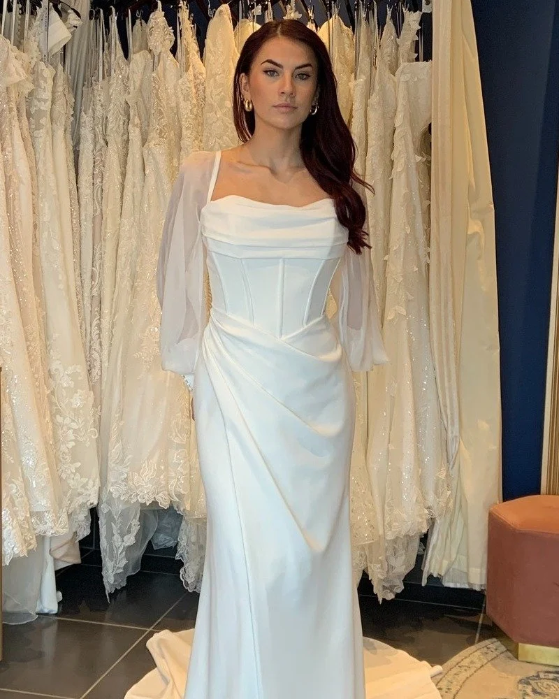 If Aria was your dream dress, how could she not be? Which sleeves would you wear with her....

* Chiffon
* Crepe

...or would you have both and switch them up from your ceremony to your reception?

We love how you can have one dress and two completel