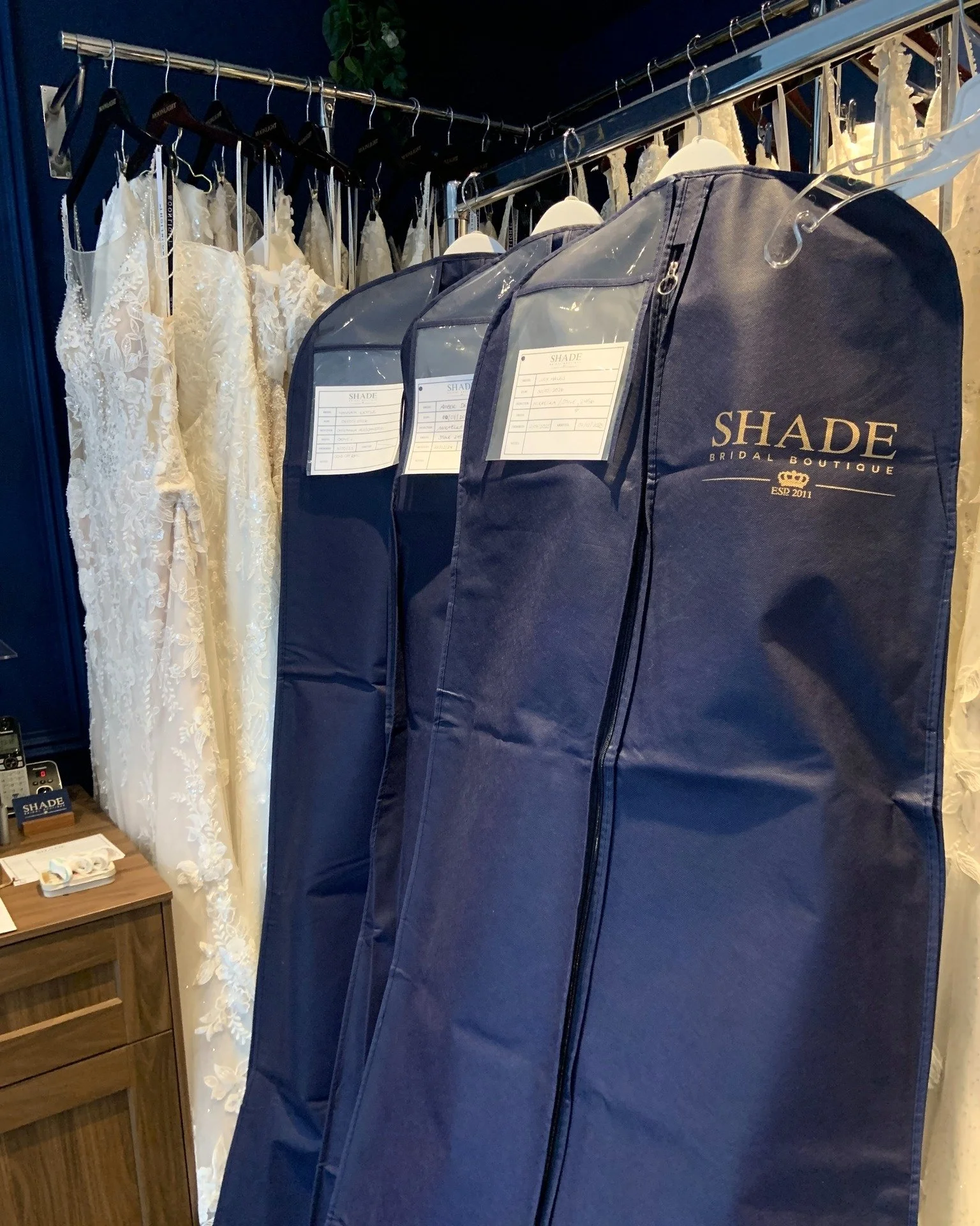Once you have chosen your wedding dress, the next step is to hand you over to the most incredible freelance seamstresses. This is where you will visit our alterations studio for your first dress fitting.

Your dress will be stored safely until then -