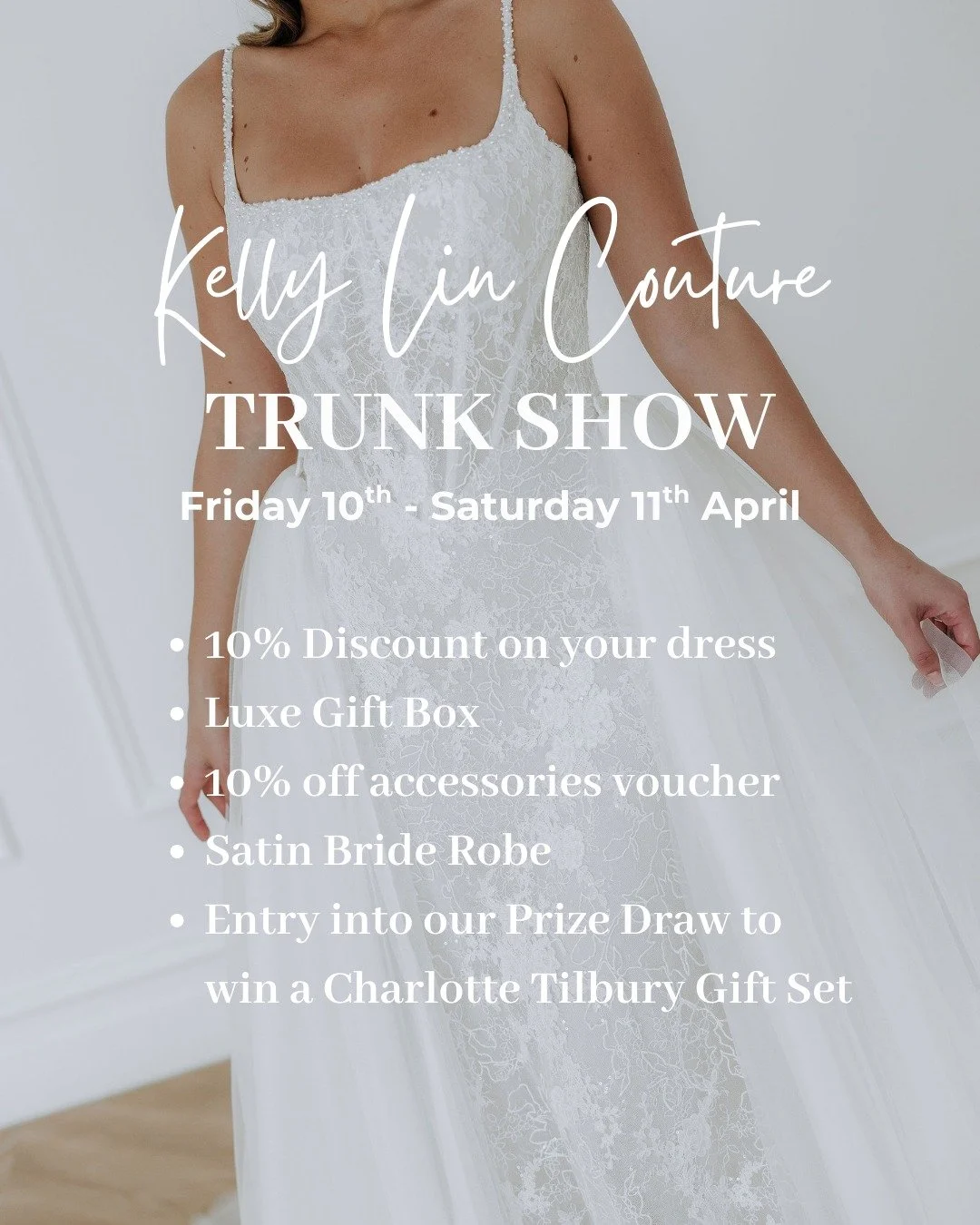 Brides, this is your sign&hellip; 💫✨

Our Kelly Lin Couture Trunk Show is almost here and it&rsquo;s everything you&rsquo;ve been dreaming of 🤍 Be one of the first to discover the brand-new &ldquo;Whispers of Grace&rdquo; collection &mdash; romanti