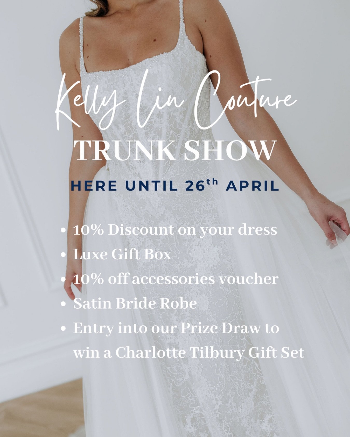 ✨ UPDATE : EVENT EXTENDED ✨

Brides, this is your sign&hellip; 💫✨

Our Kelly Lin Couture Trunk Show is almost here and it&rsquo;s everything you&rsquo;ve been dreaming of 🤍 Be one of the first to discover the brand-new &ldquo;Whispers of Grace&rdqu