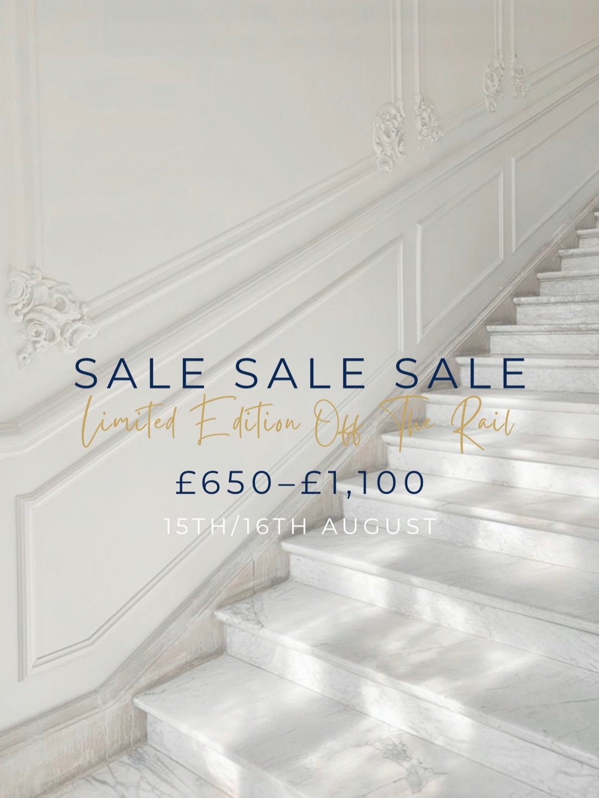 ✨ LIMITED EDITION OFF-THE-RAIL SAMPLE SALE ✨

Brides&hellip; this is the event you&rsquo;ve been waiting for. 🤍

Join us on Saturday 15th &amp; Sunday 16th August for our exclusive Limited Edition Off-the-Rail Sample Sale&mdash;your chance to find y