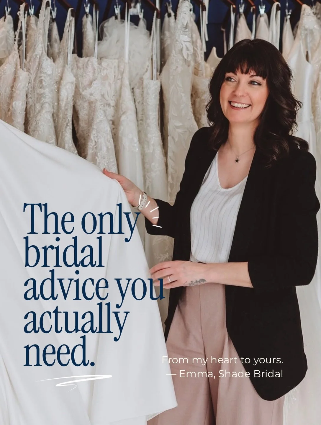 After years of helping women find their wedding dresses, I could probably give you a very long list of bridal shopping advice.

But honestly? Most of it comes down to these three things.

1. Ignore social media.

Yes, I&rsquo;m aware of the irony. 😂