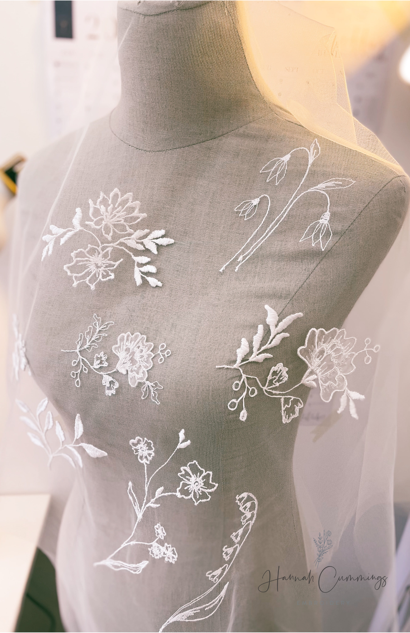 Embroidery shown against mannequin