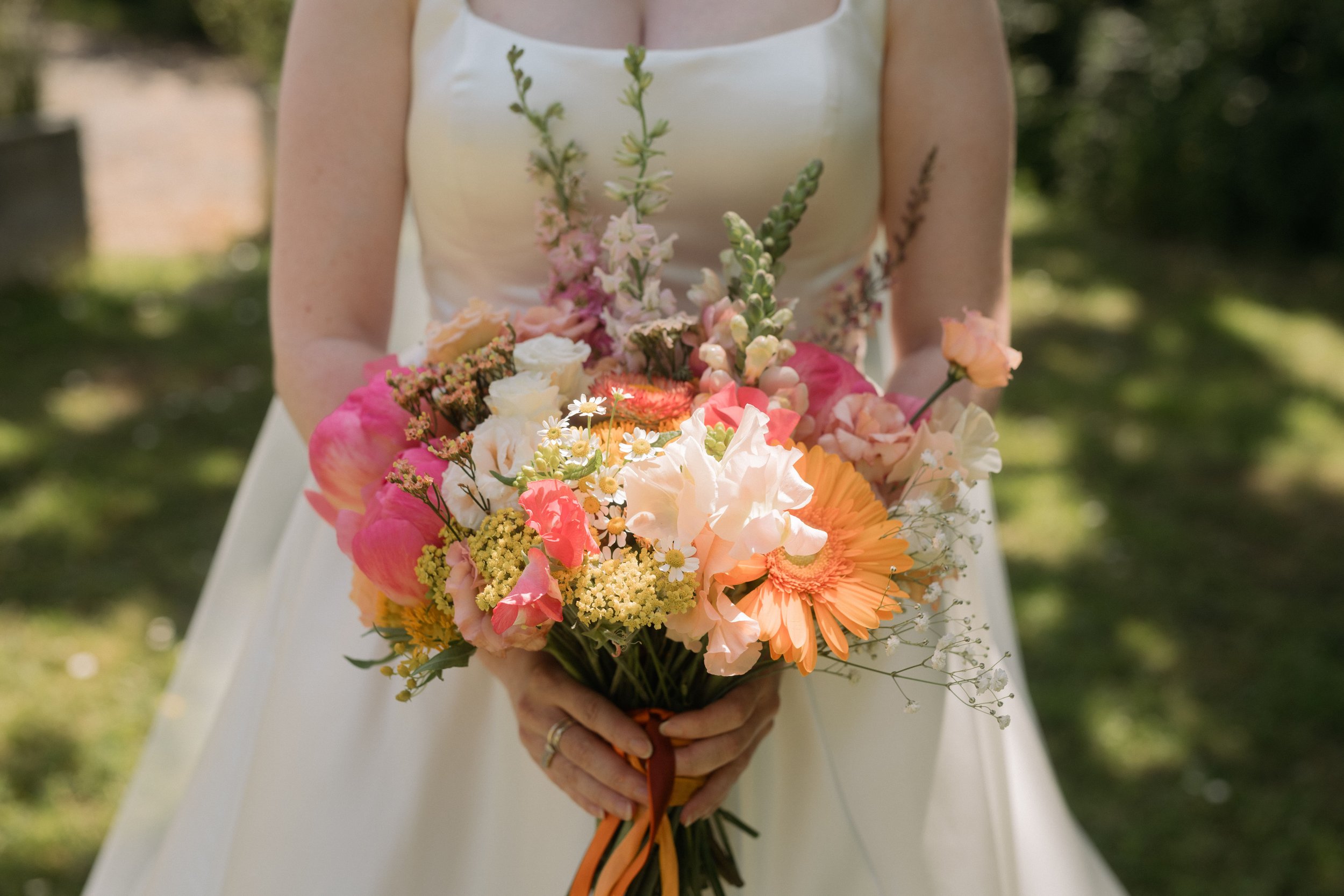  Orange and pink bridal bouquet 