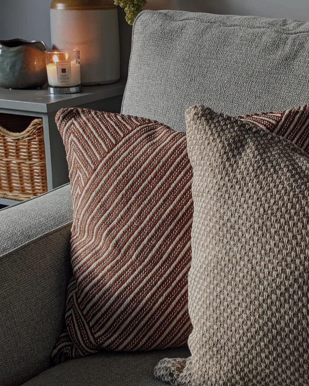 Autumn colours 🍂 Love the warmth this cushion combo gives to a grey couch 🤍

Available on the website now.
Link in BIO

#oakandolivehome #cushions #livingroom #livingroominspo #autumnvibes #autumn