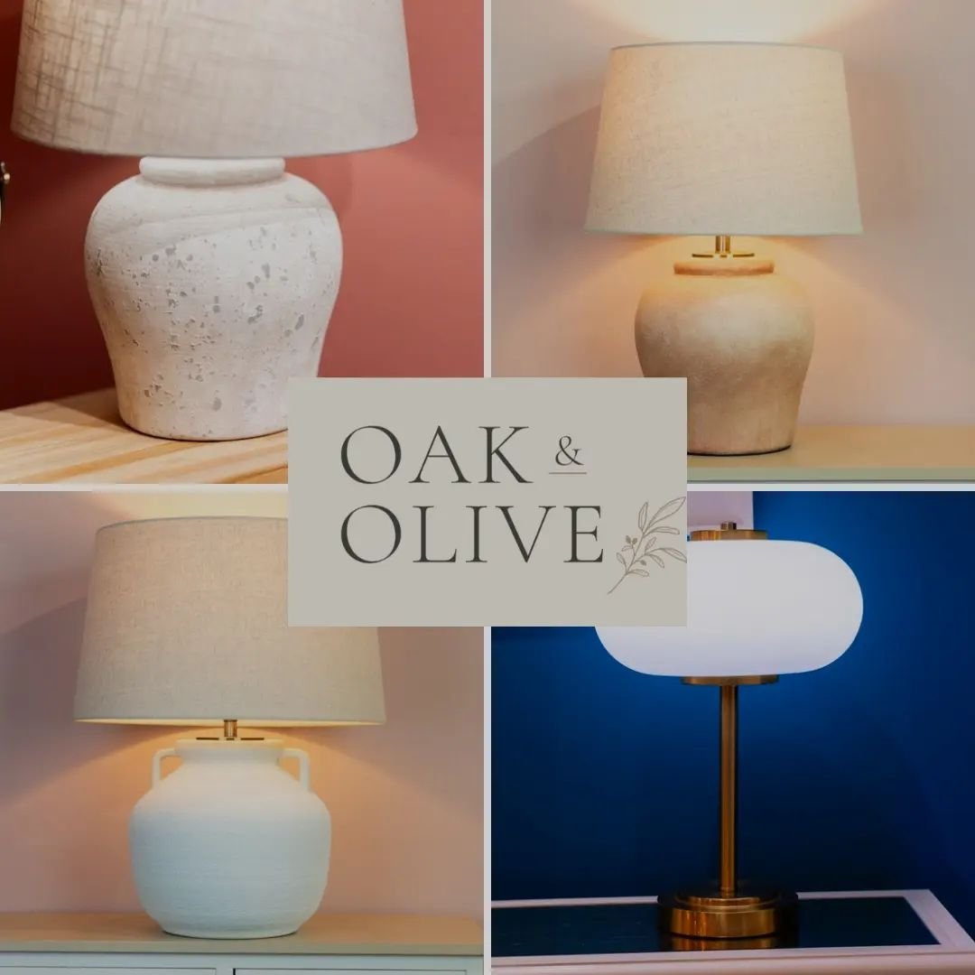 Lighting Launch! We are very excited to announce the launch of our new lighting range which includes some real show stoppers and a new bigger size of our bestselling stone base lamp. 
All available on the website now 🤍

#oakandolivehome #lighting #t