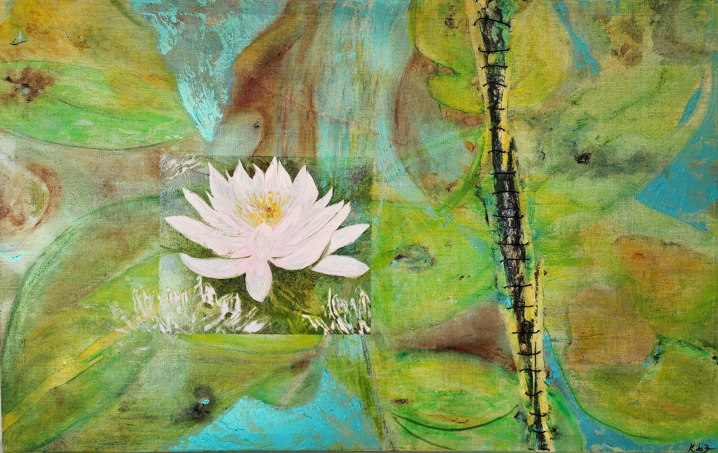 Pond (Bloom)
Oil & Wire on Canvas.  122 x 76cms