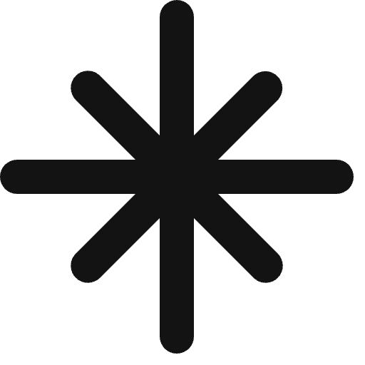 Black asterisk symbol with thick lines on a white background.