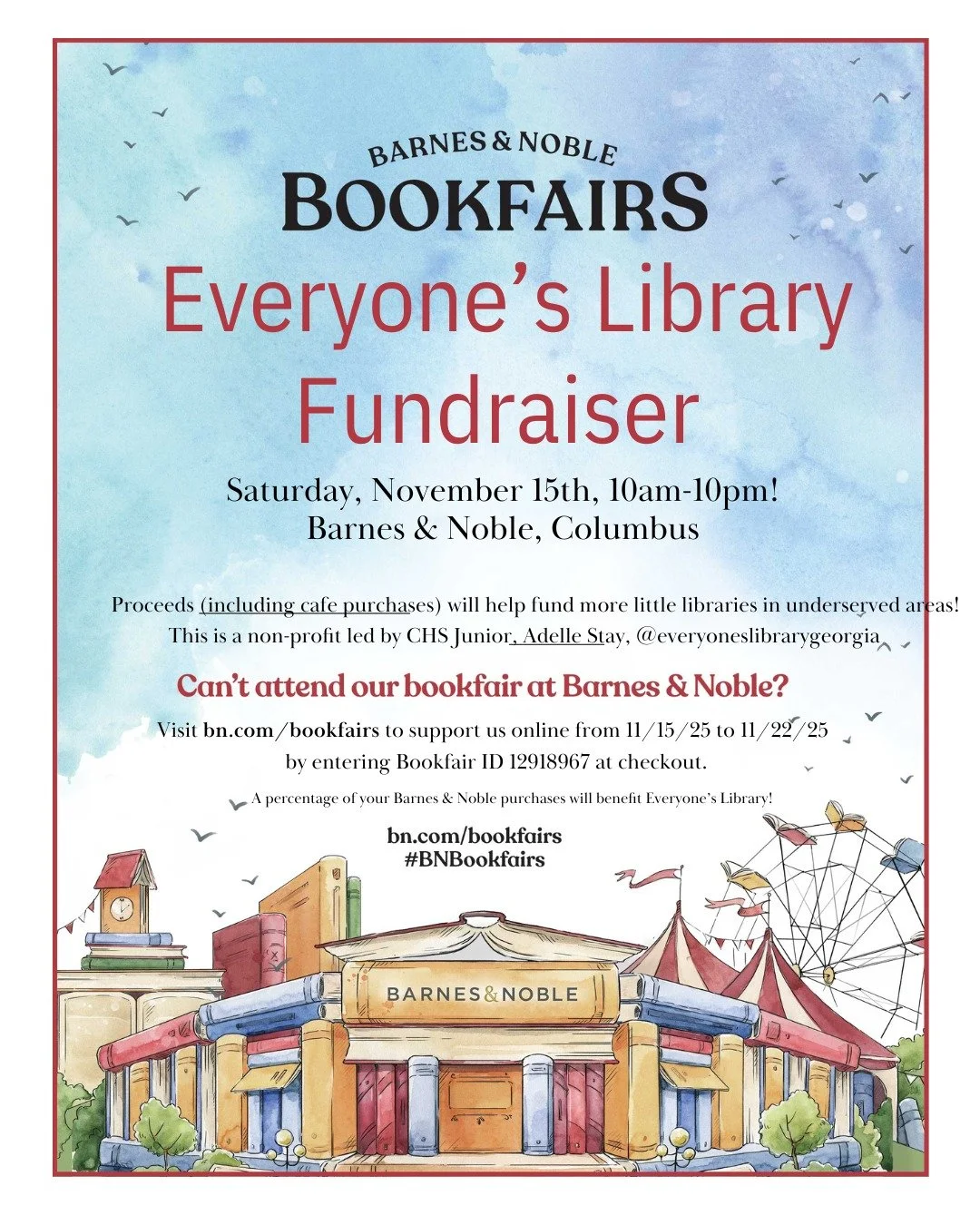 A little library is coming to Open Door! Thank you, Adelle, for this wonderful mission. To help build more little libraries, please consider participating in this fundraiser on Saturday, Nov 15th.