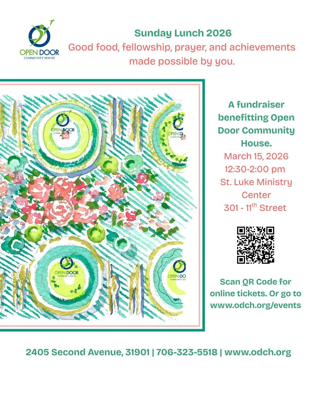 March will be here before you know it. Whew! Get your tickets or table for Sunday Lunch by scanning the QR code, or by going to www.odch.org/events. This is our ONLY fundraising event for the year. We sure could use your help to meet our goal.