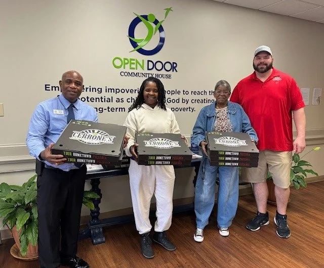 Thank you to Leo DiCesaris of Cerrone's Pizza for the delicious pizza for students and residents at Open Door. What a blessing you are to team up with Slice out Hunger @sliceouthunger Slice Out Hunger makes it even more meaningful! @cerronespizzeria