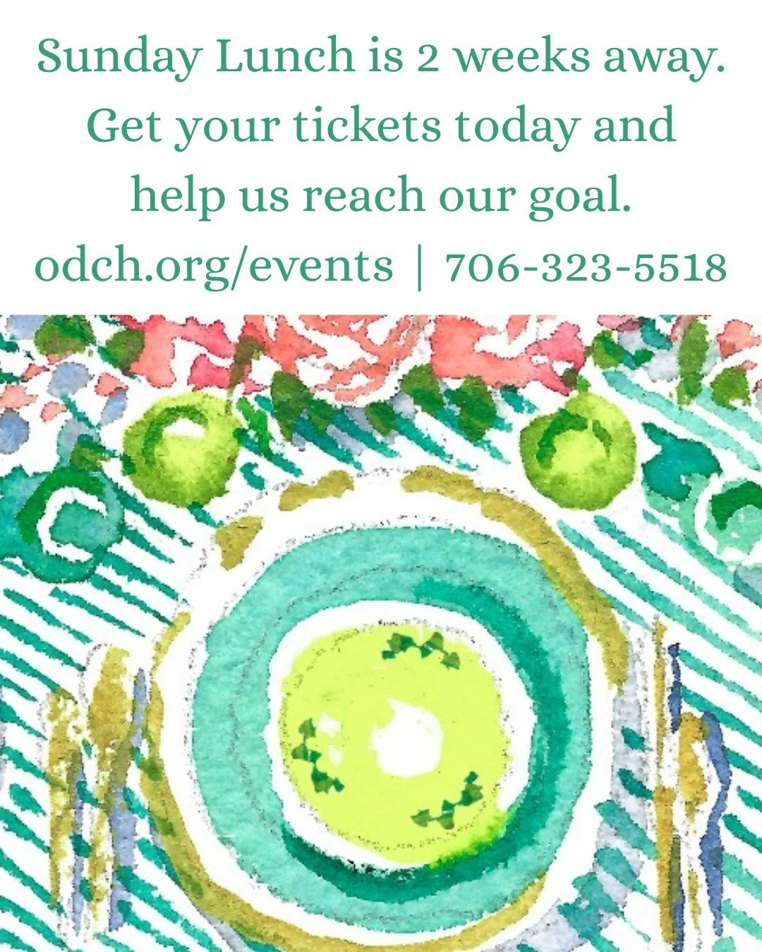 What do you want for lunch? I don't know, what do you want? We got you covered. Come to Sunday Lunch on March 15th.  Good food, fellowship, music, and help us reach our goal. www.odch.org/events or call us at 706-323-5518 and we'll take care of you.