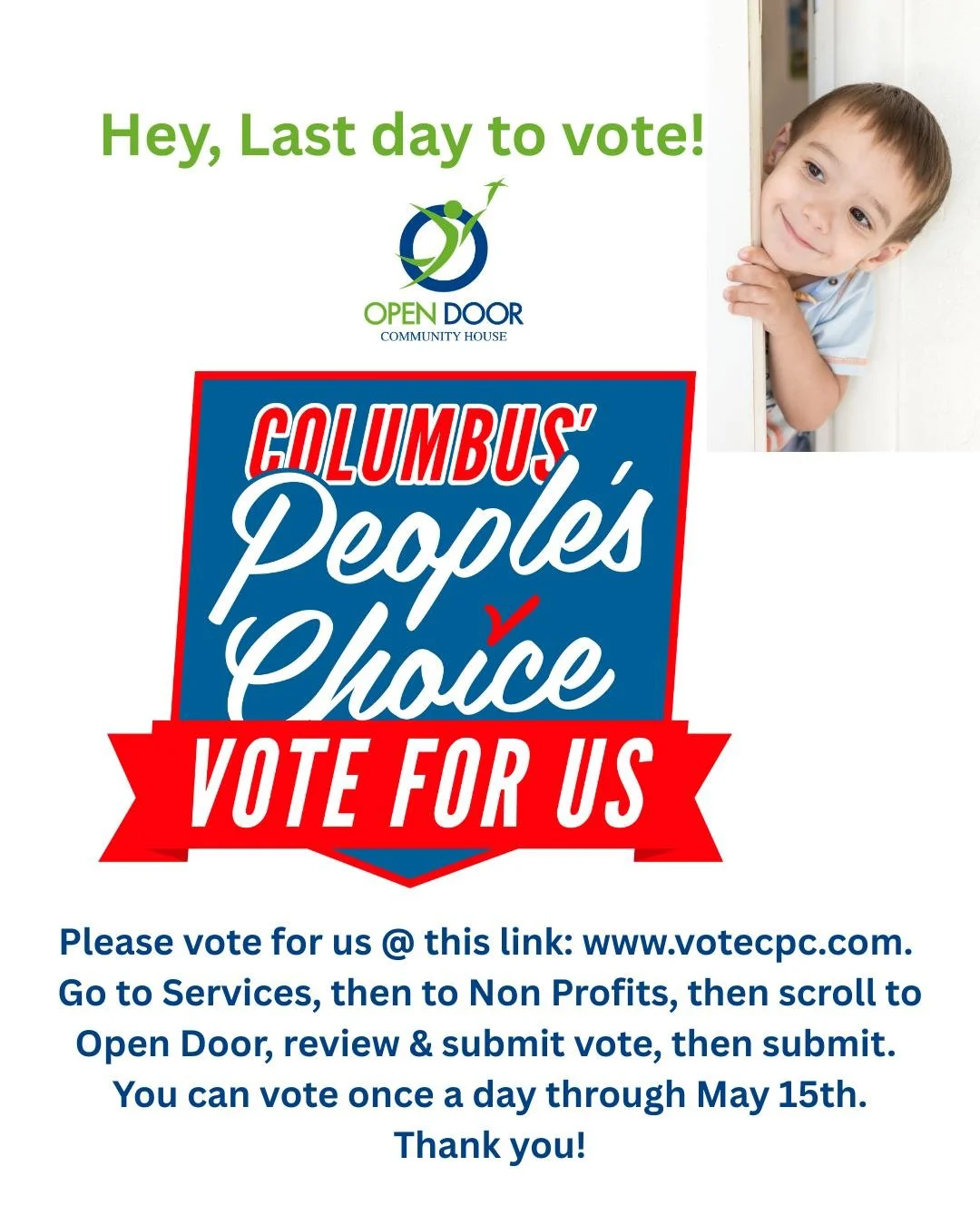 Reminder today is the Last Day to Vote until 5:00 pm. Please and thank you bunches!
