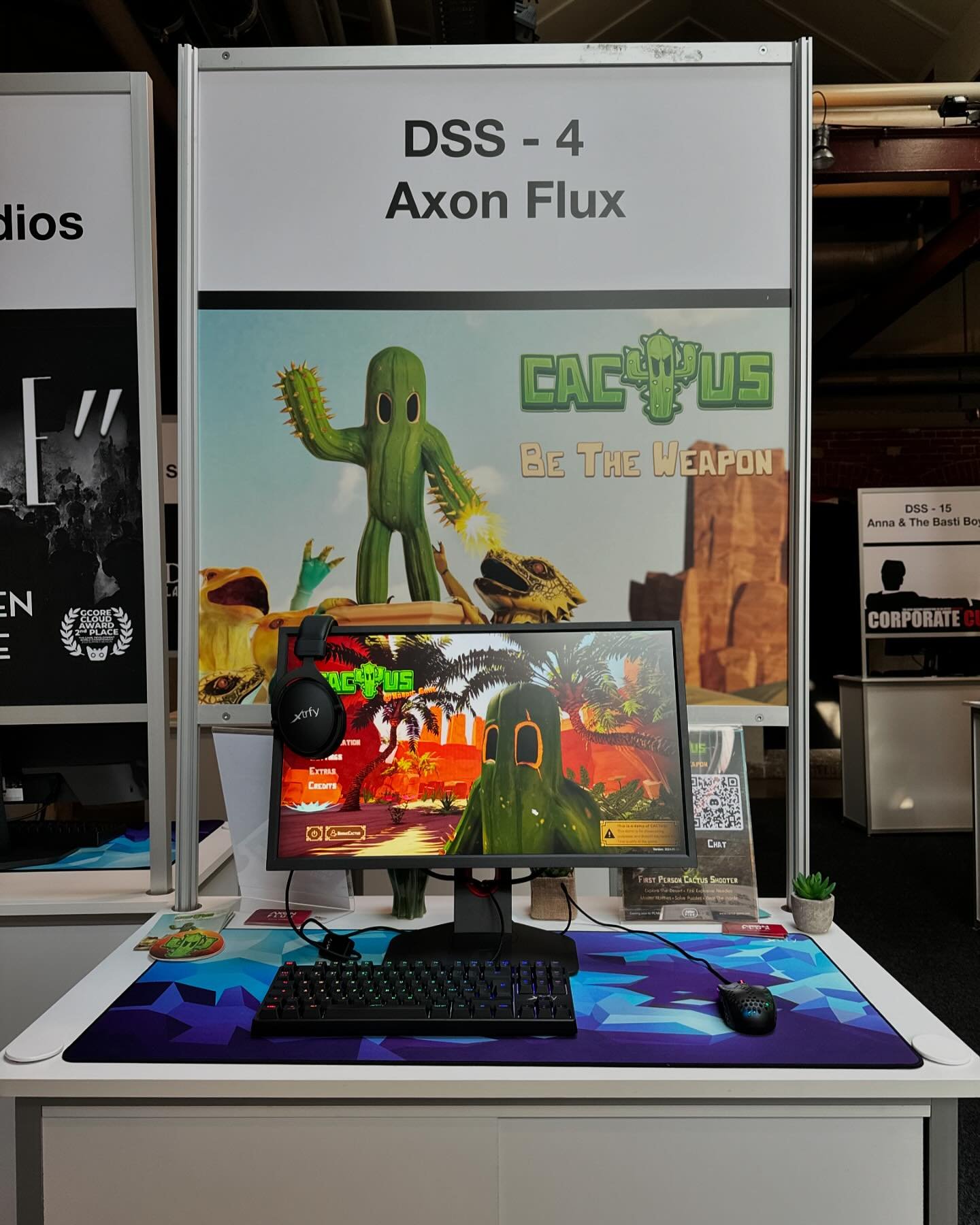 We are ready for you at @nordicgame. The #game booth is set up and even our #artwork issue got fixed. Doors open at 10AM, so come say hi!l to the CACTUS!