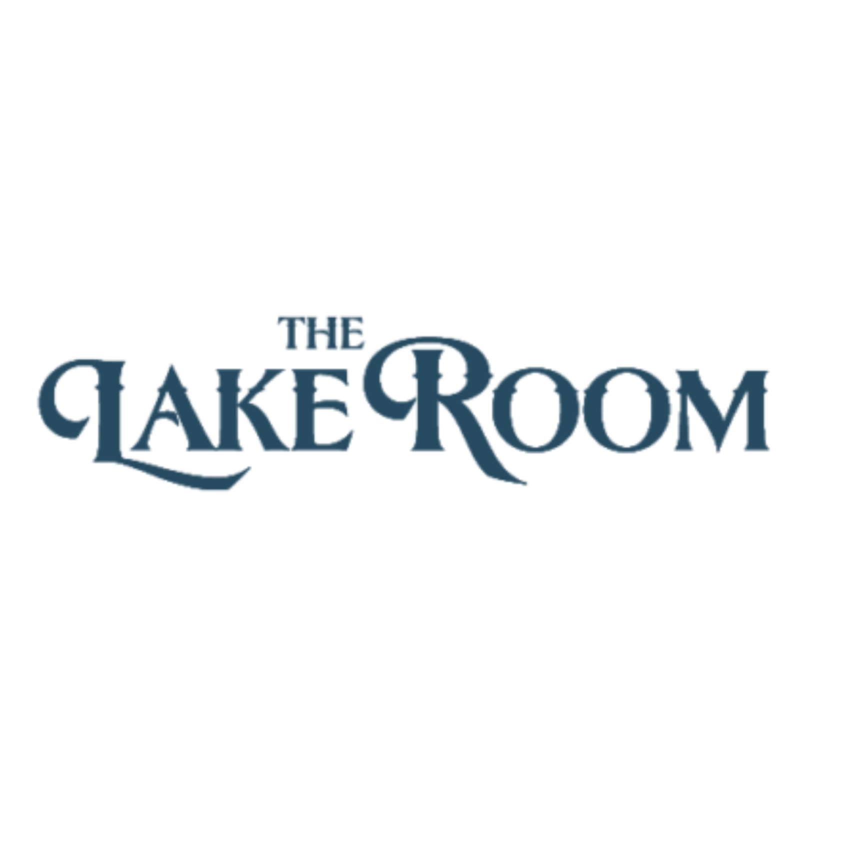 Logo for 'The Lake Room' featuring stylized blue text.
