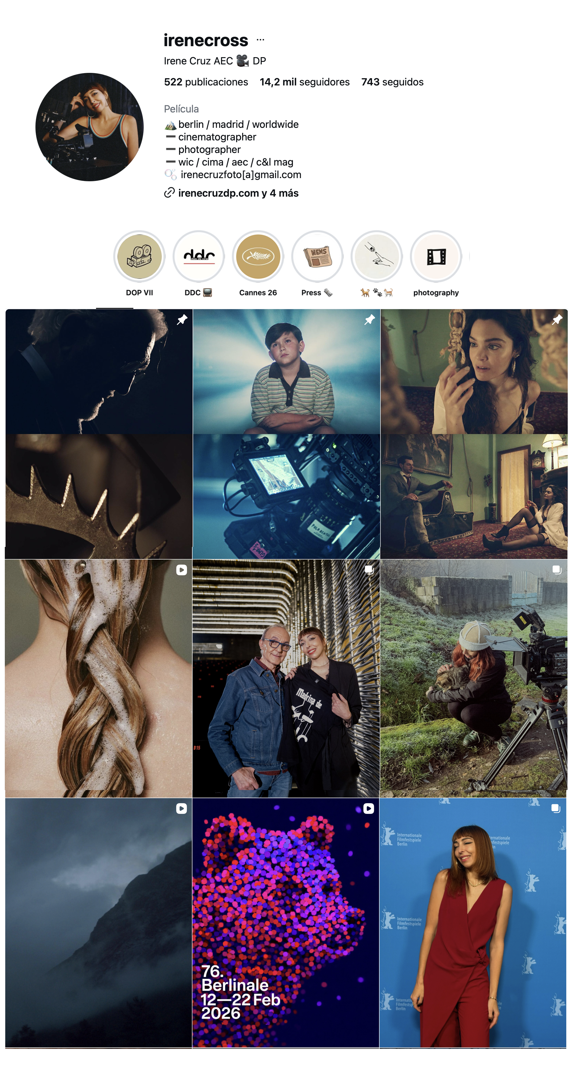 Irene Cruz instagram influencer instagram berlin madrid spain germany director photography female berlin commercial top AEC Irene Cruz
