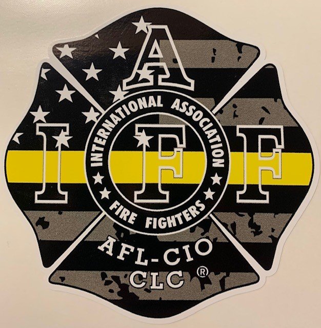 Black Flag with Yellow Line IAFF Decal