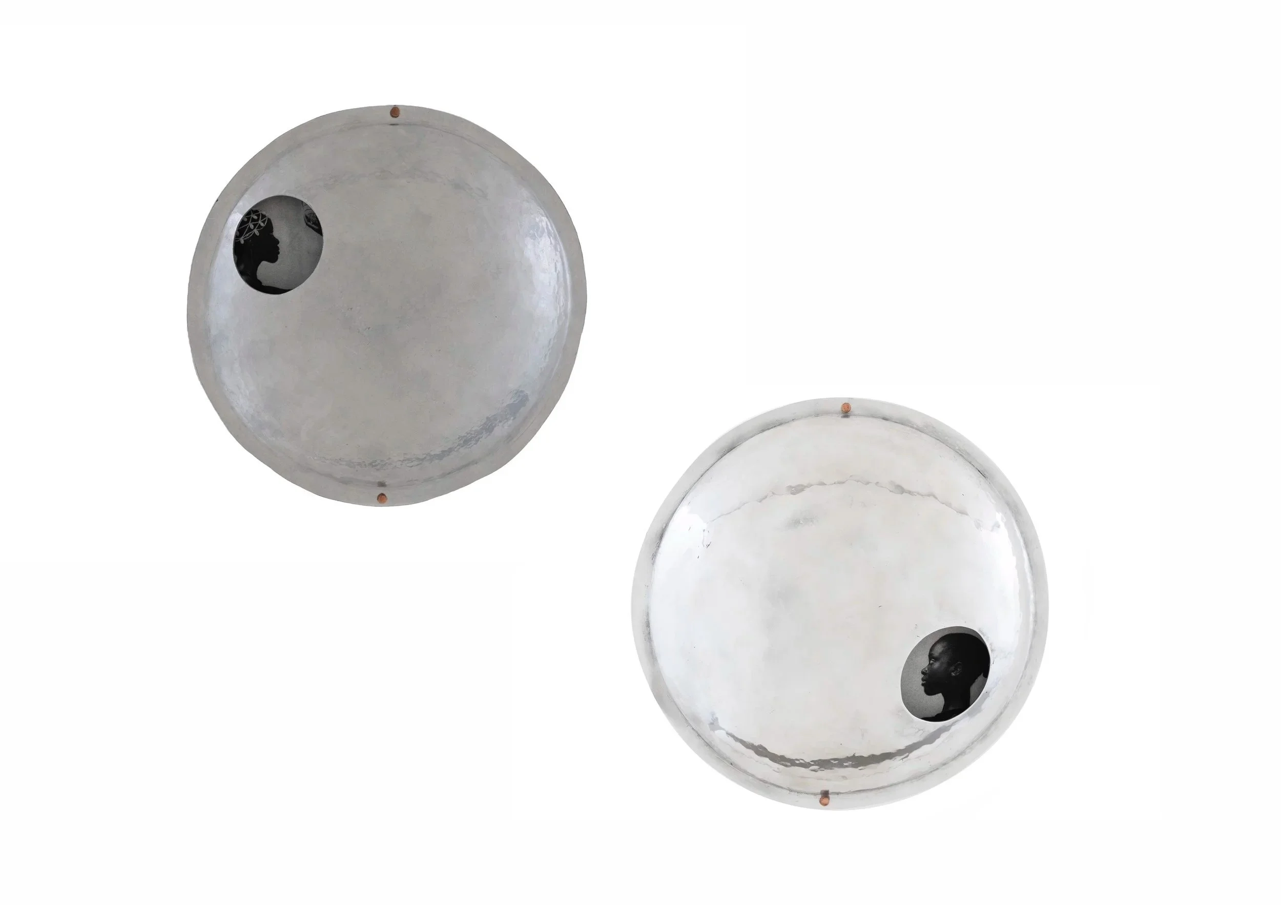  Orita I &amp; Orita II, 2024   Planished Aluminium, Copper Photogravure Print.  28 × 28 × 5cm 