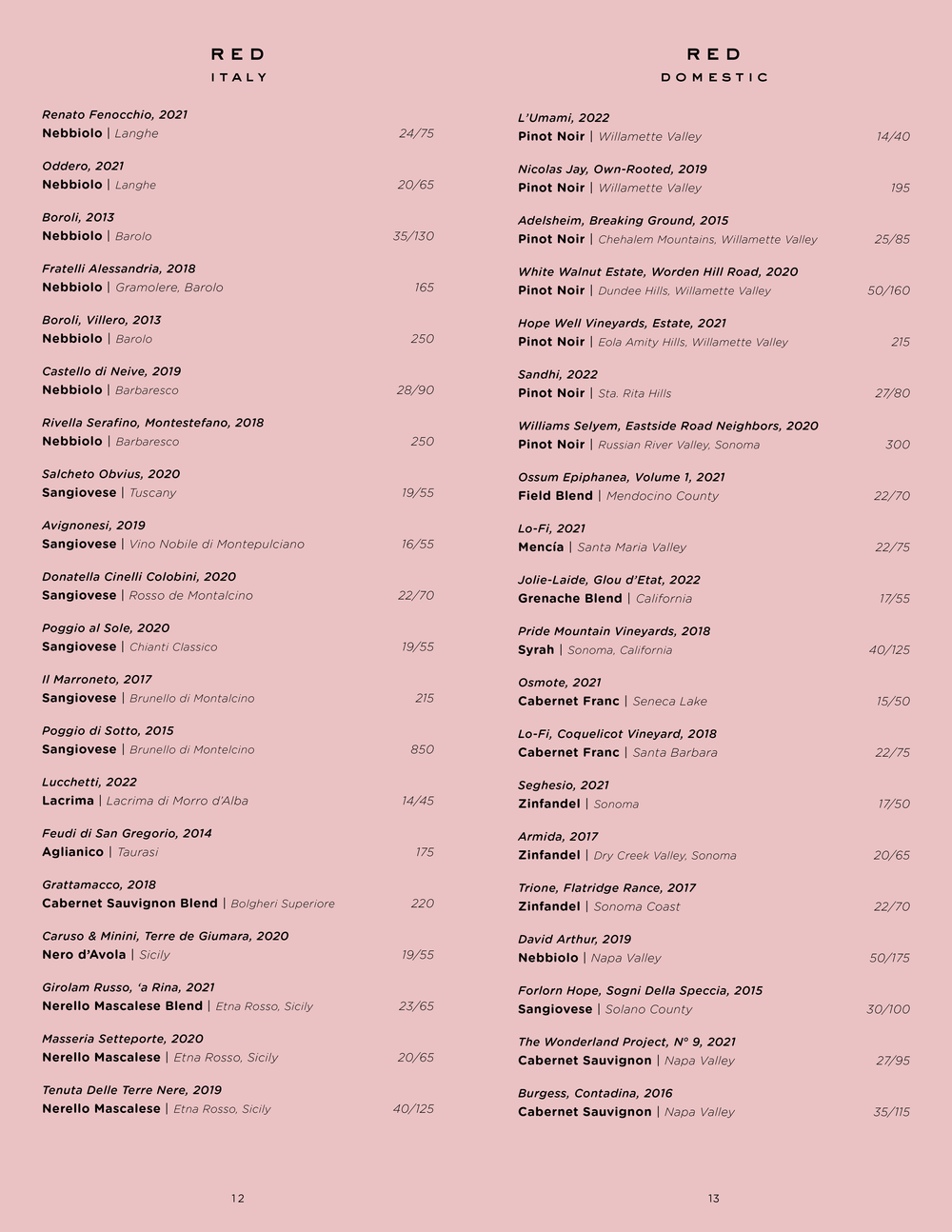 Lovesick Menus Lovesick menus
