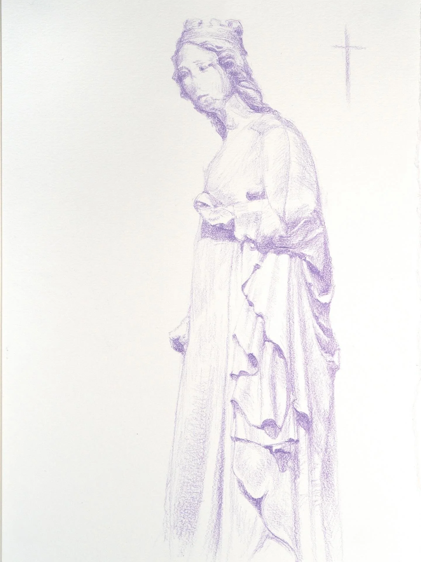 💥&rsquo;Stone Ghosts - Queen Eleanor of Castile&rsquo; 
Lightfast Pencil on Paper - 21 x 30cms - DM for price

This image came out quite ghostly&hellip; sometimes it feels like the sculpture is talking to you whilst you draw, this one certainly was.