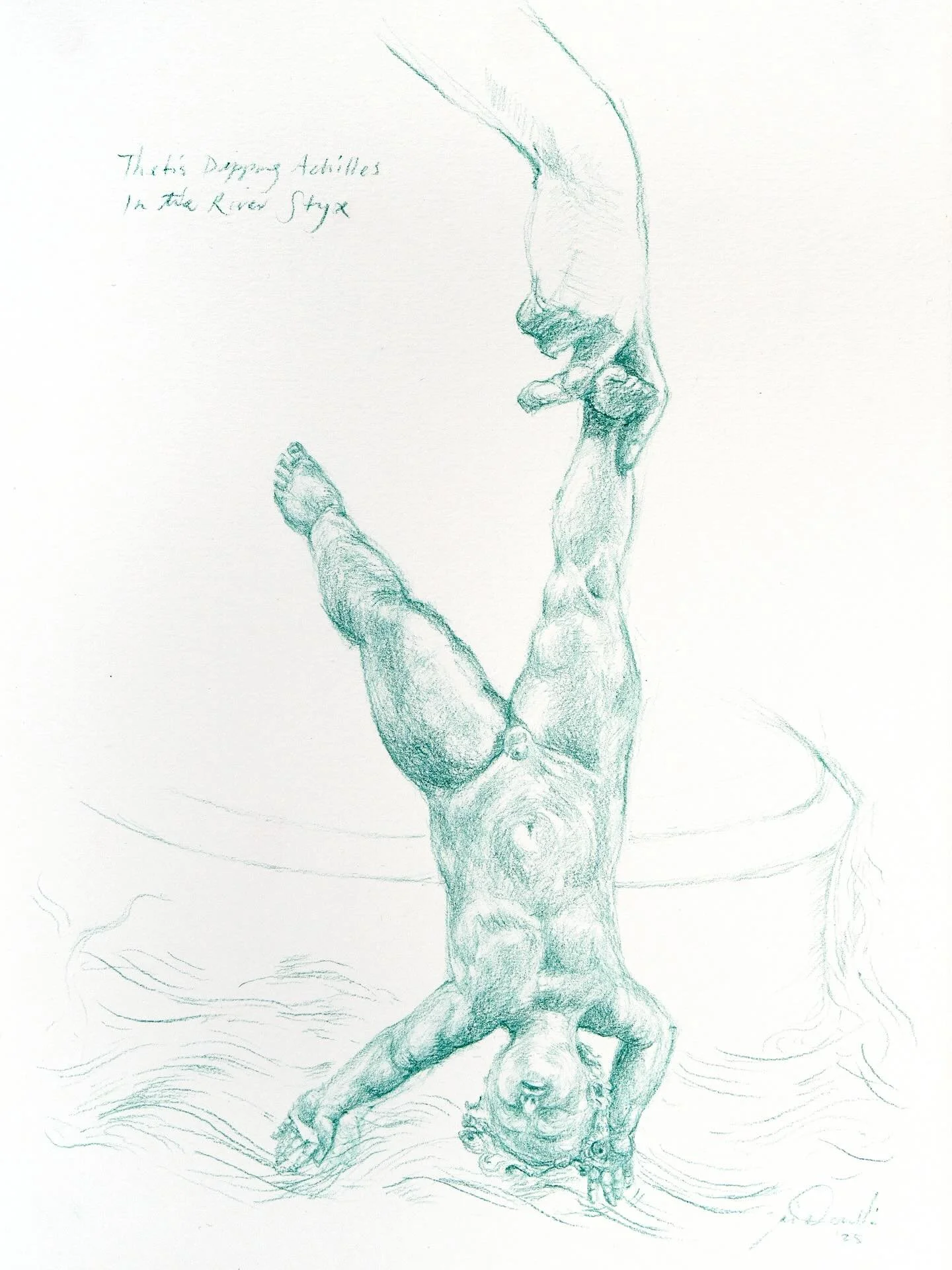 💥Stone Ghosts - &lsquo;Thetis and Achilles&rsquo; - pencil on paper - 21 x 30cms / 12&rdquo; x 8&rdquo; DM for price.
 
From the Thomas Banks sculpture &lsquo;Thetis Dipping Achilles in the River Styx&rsquo; (1790) - The story goes that Thetis, a Se