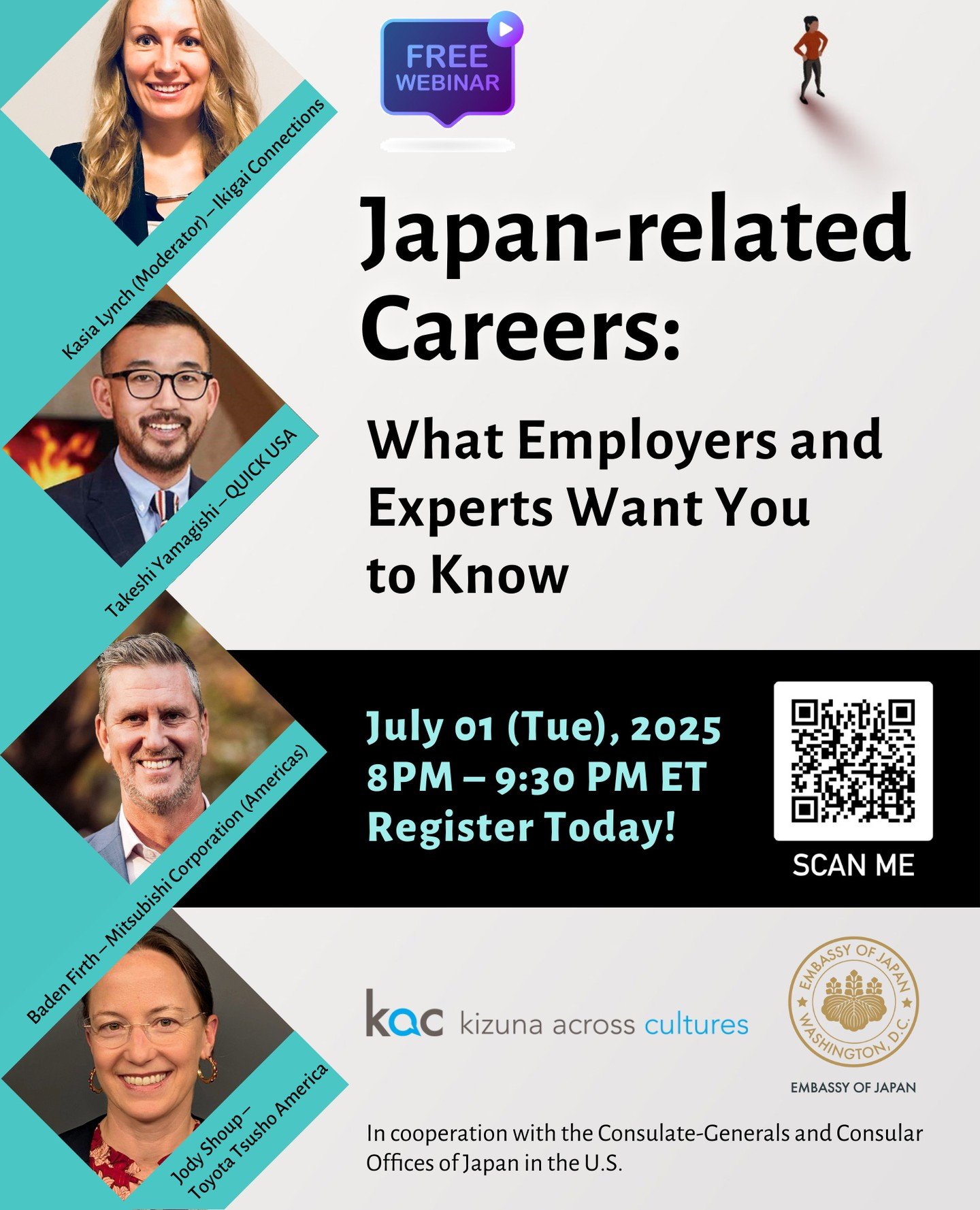📢 Discover how Japanese language learners are building dynamic careers across industries and what skills employers are really looking for.⁠
⁠
Join the Embassy of Japan, Japanese Consulates and Consular Offices, and Kizuna Across Cultures (KAC) for a
