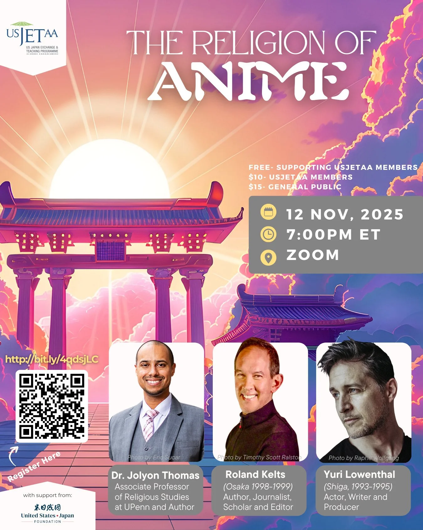 You don't want to miss this one! ⛩️
Join USJETAA and Dr. Jolyon Thomas, Associate Professor of Religious Studies at UPenn, for a fascinating deep dive into the world of anime's cultural roots, emotional impact, and the almost “religious&rdqu